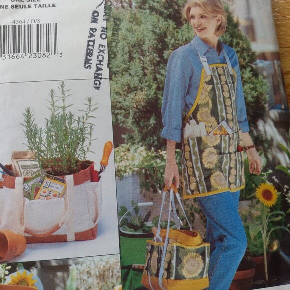 Apron Gardening Tote Accessories Sewing Pattern UNCUT Butterick 4364 - Picture 4 of 8
